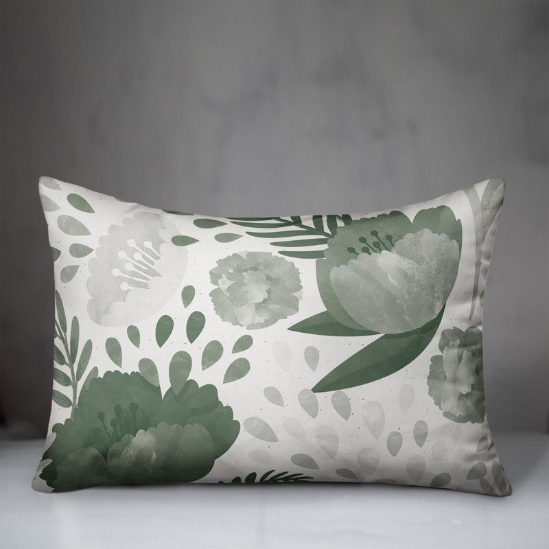 Housse et insert de coussin rectangulaire simple 20 pièces Simple Floral, Vert