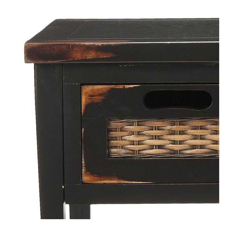 Maura 219.35cm Solid Wood Console Table, Distressed Black