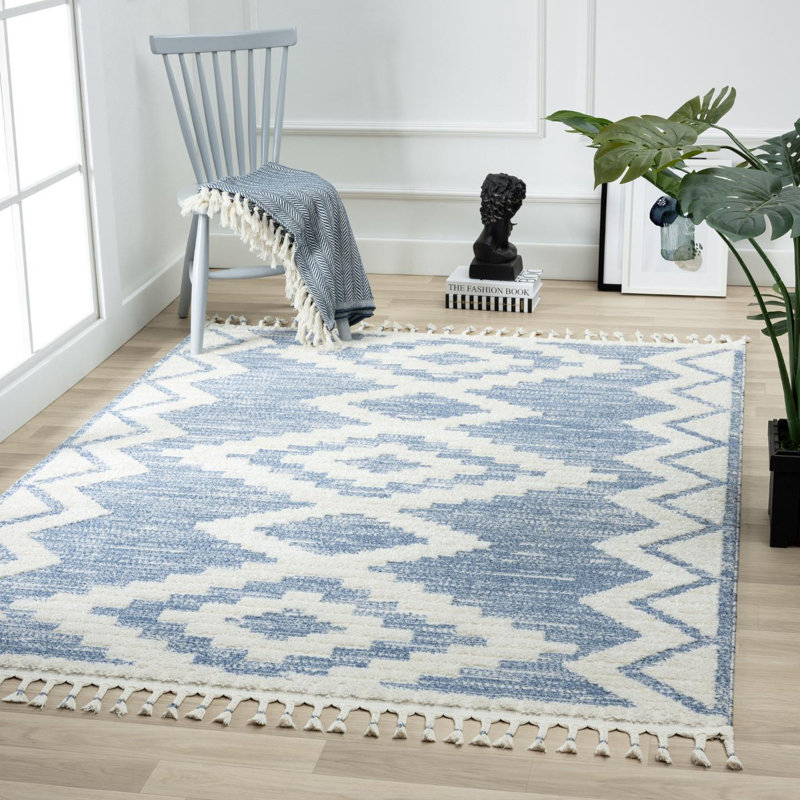Tapis bleu / blanc Lauri Southwestern, Rectangle 5 pi x 7 pi