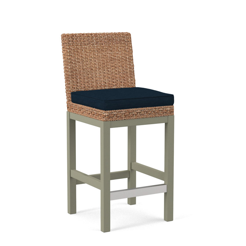 Upholstered Stool, Greystone Finish, Ivory Crypton Performance; 0886-91