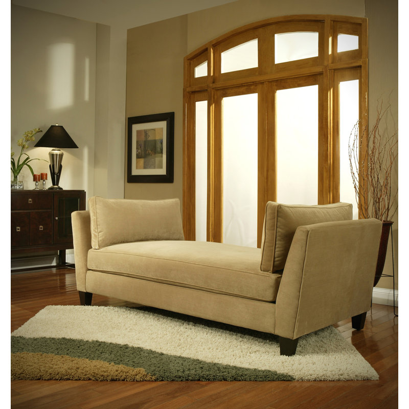 Chaise longue rembourrée Alandus, Velours performance vert forêt Bella
