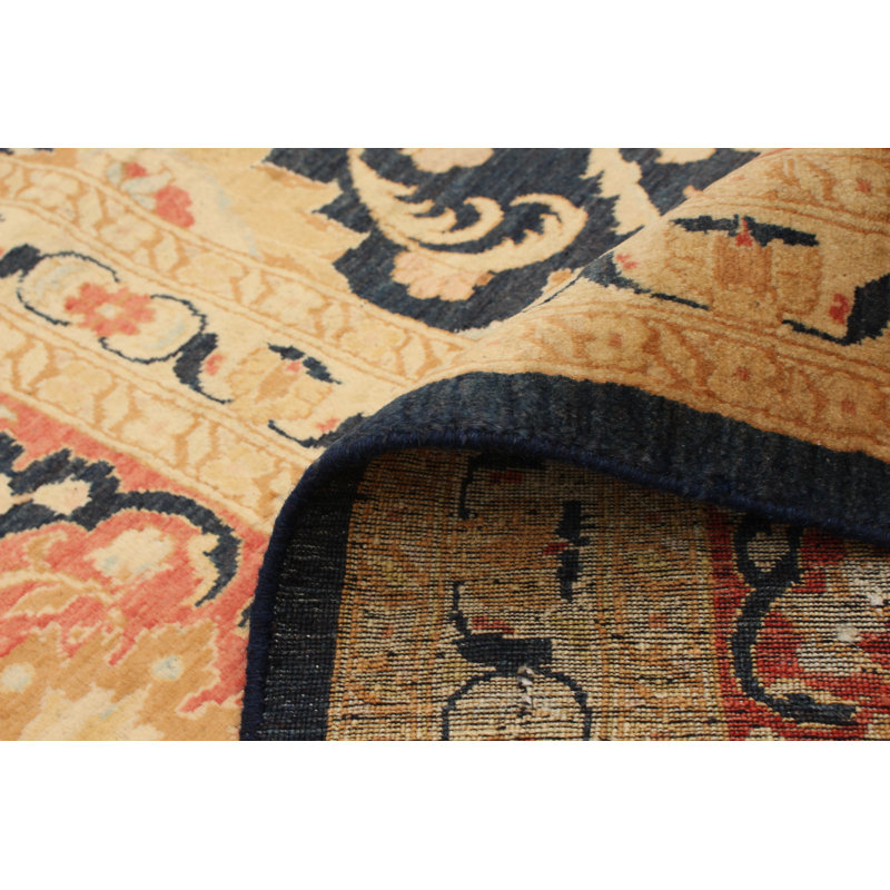 Tapis décoratif de laine noué à la main de conception unique 10 pi x 14 pi 1 po Déonate New Age Ivoire