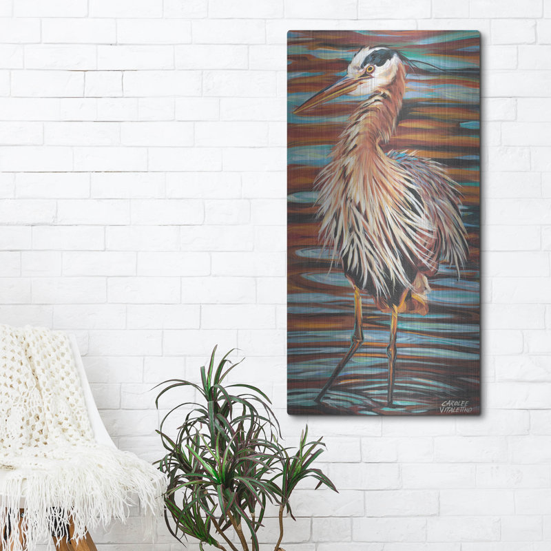 «Watchful Heron II» par Carolee Vitaletti, H 48 po x l 24 po