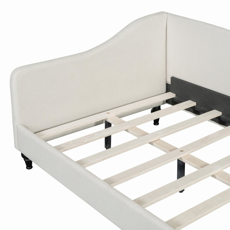 Daybed With Solid Wood Legs, Beige, Twin