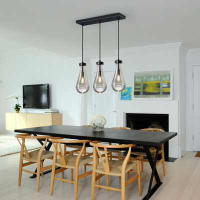 Raindrop Teardrop Pendant Light – Clear Solid Glass Hanging Fixture