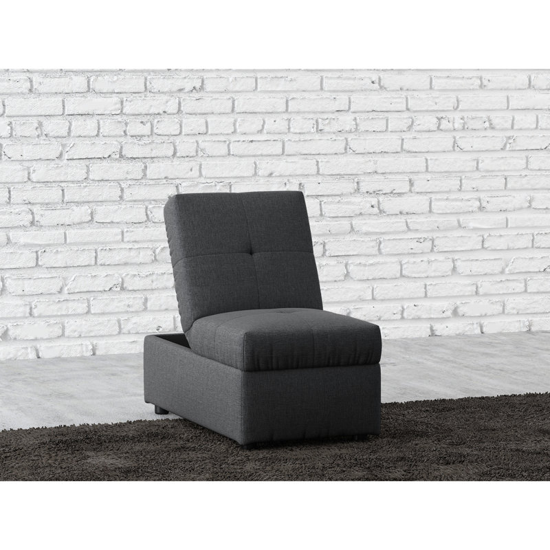 Chaise convertible rectangulaire avec rangement rembourré en tissu et rembourrée en tissu