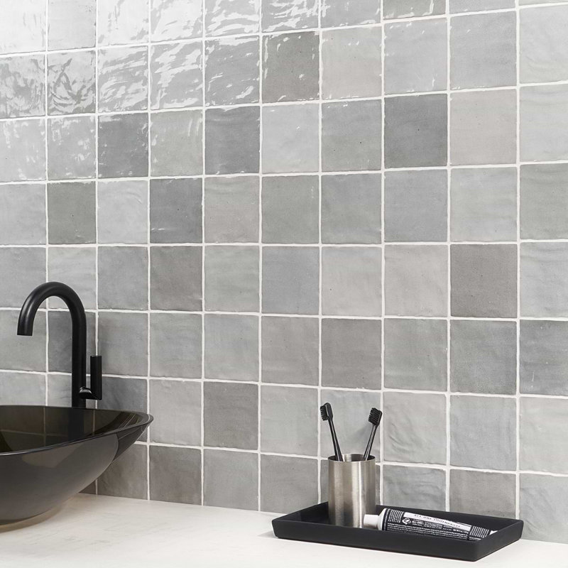 Portmore 4X4 Glazed Ceramic Tile, Gray