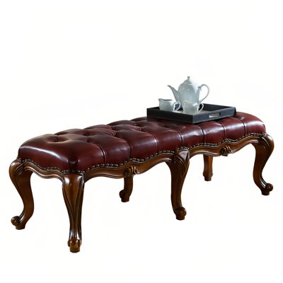 Ashmin Genuine Leather Upholstered Bench