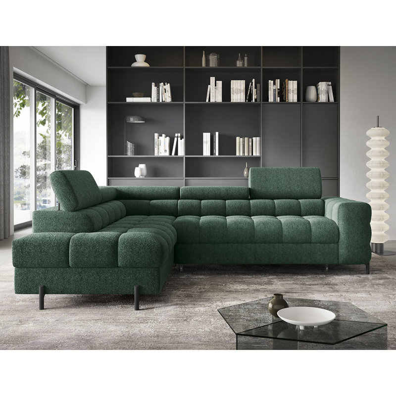 Burglind 5 Seater Sofa Bed, Left Hand Facing, Dark Green Amore 35