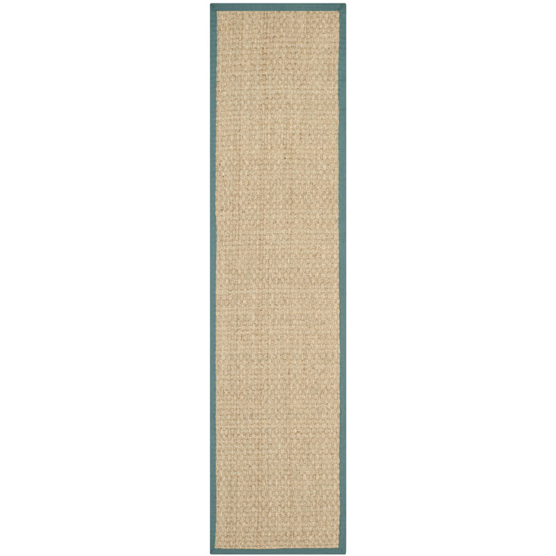 Tapis naturel / bleu clair Chester, Tapis de couloir 2 pi 6 po x 14 pi