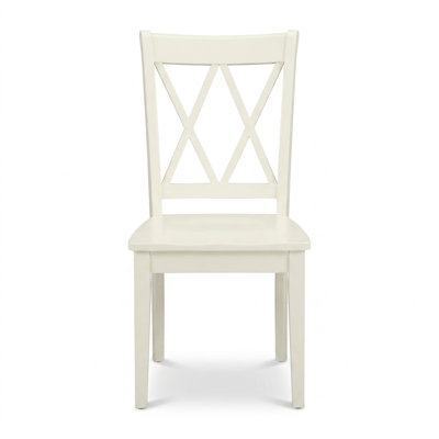 Ensemble de salle à manger rectangulaire 3 pièces en bois d'hévéa blanc lin avec table à abattants et chaises à double dossier en X