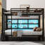 Lit superposé en métal au-dessus d'un lit superposé, noir, armoires de rangement, à DEL, bureau d'étude en grand lit, jeu