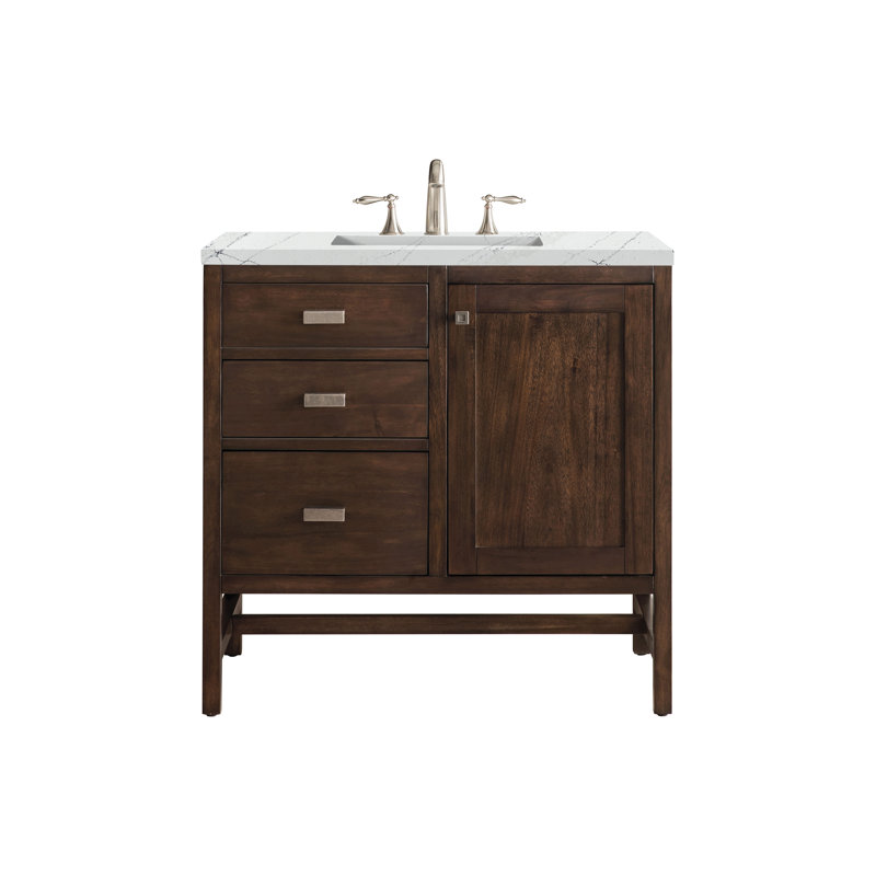 Addison 36'' W Single Vanity, Mid-Century Acacia, Ethereal Noctis, 8" Widespread