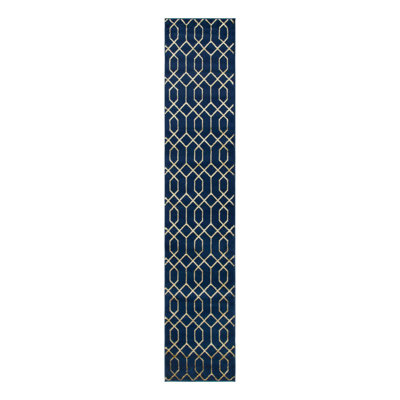 Glam Navy Blue Gold Area Rug