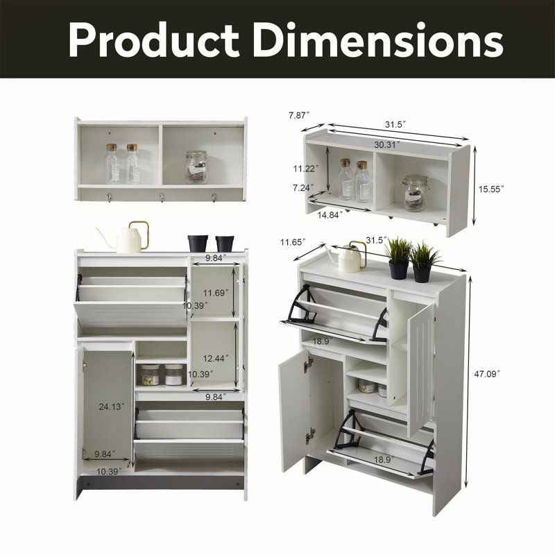Versatile Narrow Shoe Cabinet with Multiple Storage Options for Any Space