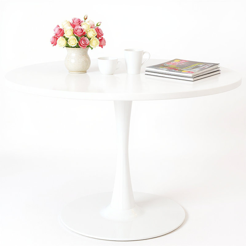 Table de salle à manger Indars, Blanc, L 42,1 po x L 42,1 po