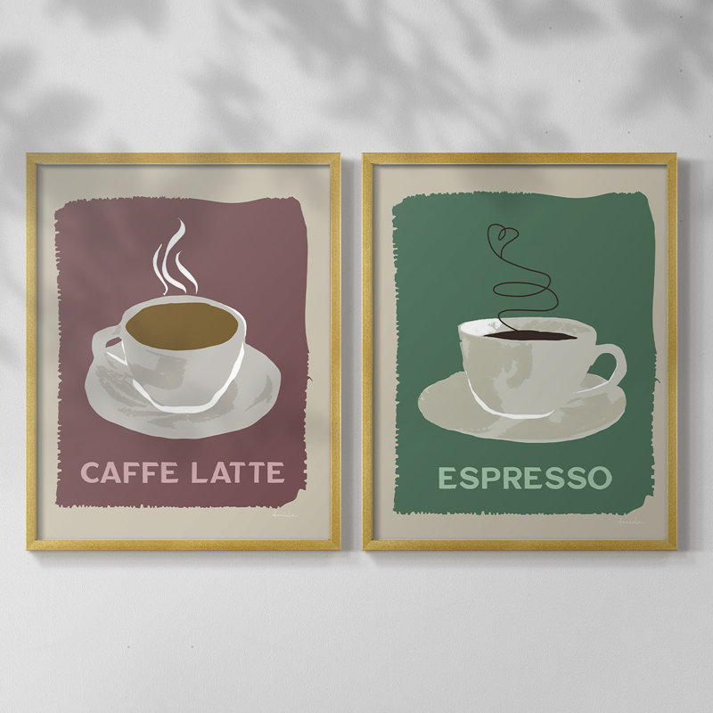 «Modern Coffee III», reproduction encadrée de qualité supérieure - prête à être accrochée - aucun clou requis - aucun clou requis