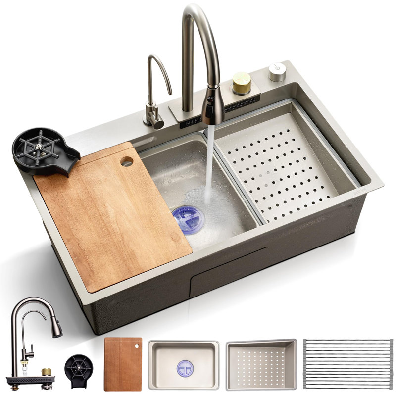 Durable Stainless-Steel Sink - Sleek and Stylish, Corrosion and Rust-Resistant Kitchen Sink for Modern Kitchens (Gun Gray)