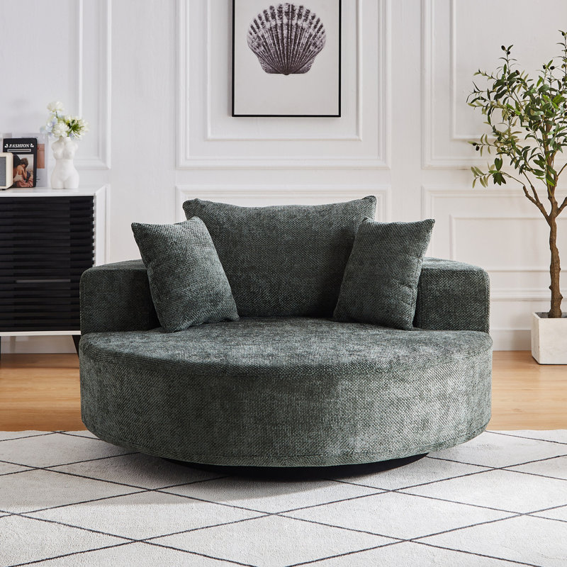 Fauteuil pivotant Fluffy Chenille, Vert
