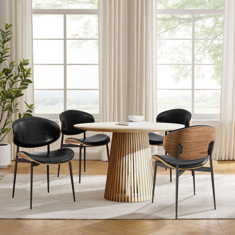 46cm H Upholstered Metal Side Chair, Black