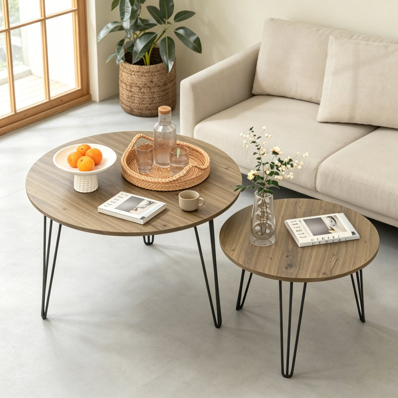 Ensemble de tables basses Nesting, Brun rustique