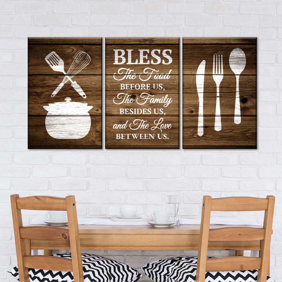 " Bless The Food Sign " 3 - Pieces August Grove®