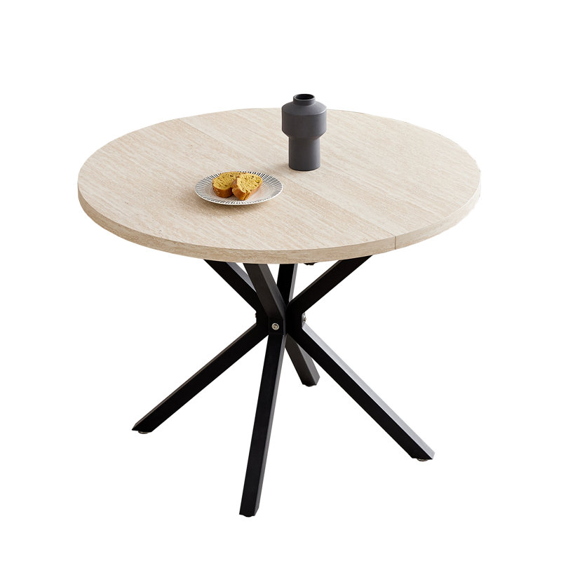 Vintage Style Dining Table - Round Table  For 4 To 6 People - 100 X 77 Cm (W X H), Light Yellow Wood