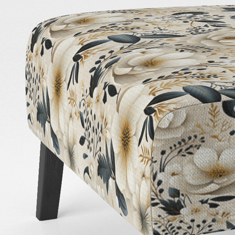 Minimaliste motif floral bohème chic - Fauteuil de chambre rembourré, fauteuil d'appoint blanc