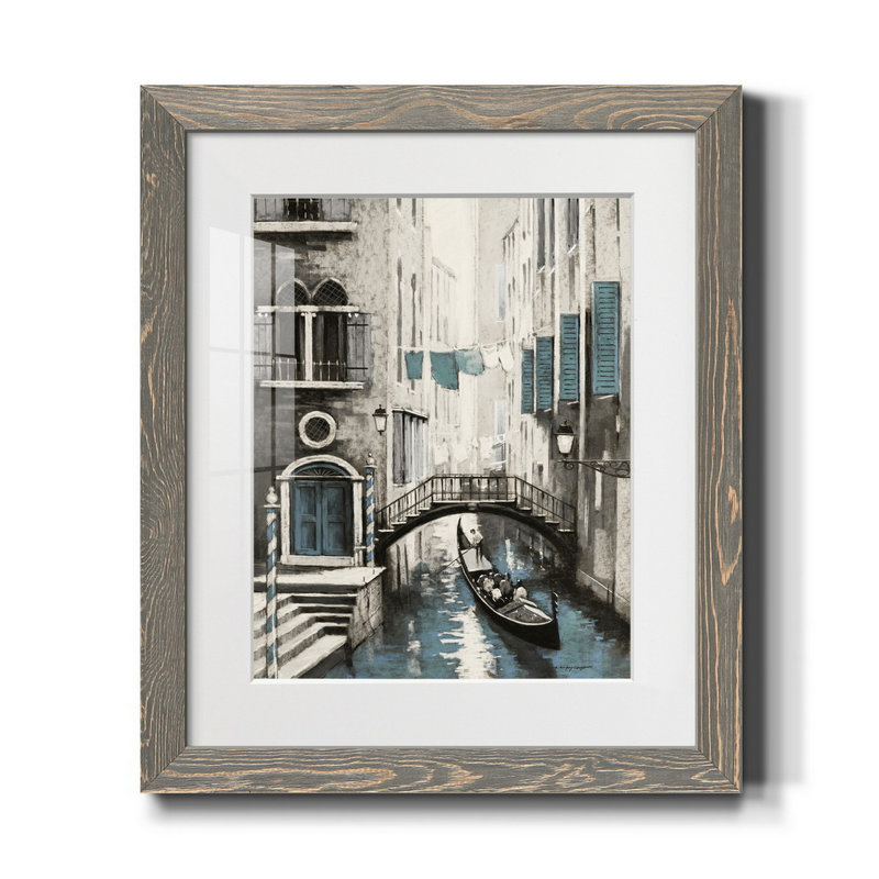 Venise I - reproduction d'art, H 24 po x l 18 po x P 1,5 po, Grey Framed Paper, Blanc
