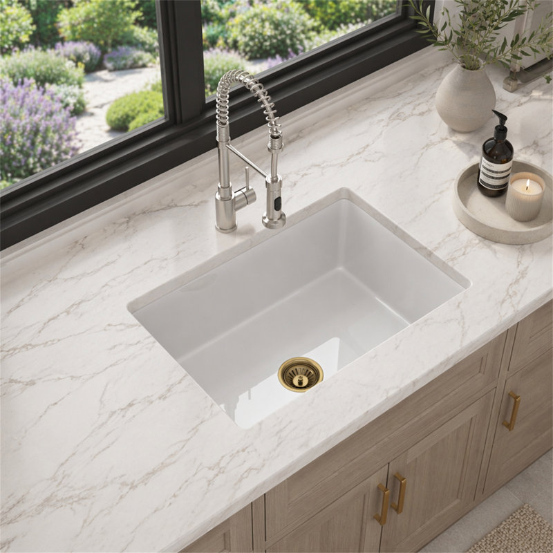 Évier de cuisine encastré 27 "x 19" x 10 "en argile réfractaire à double cuve en porcelaine blanche