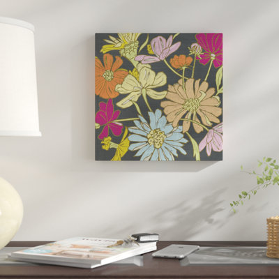 «Summer Floral on Gray II», reproduction d'impression sur toile tendue