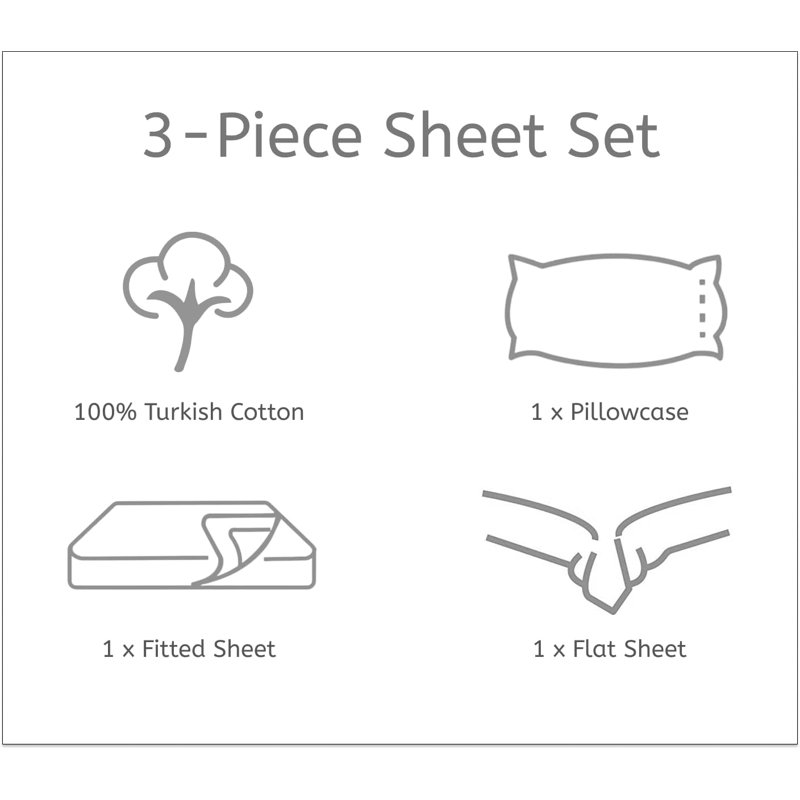 100% Cotton Jersey Knit Sheet Set, Twin Sheet Set with 1 Pillowcase, White