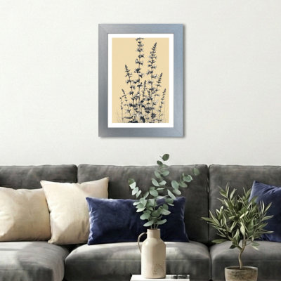 Nordic Botanical Wall Art Home Decor - Slender Dotwork Wildflower Illustration in Black on Cream, Giclee Art Print for Scandinavian Style 1 Piece Wall Art