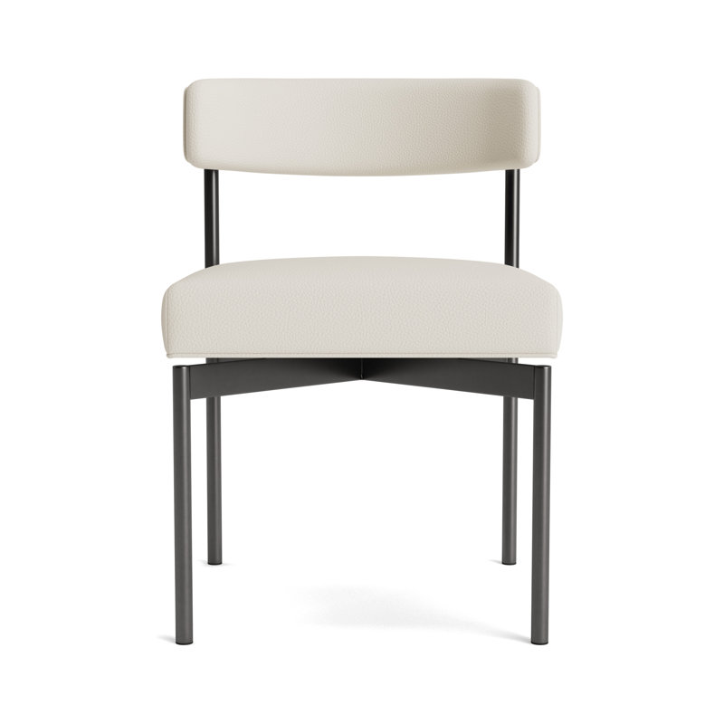 Remy Upholstered Dining Chair, Greenwich Performance Leather - Cream, Pewter