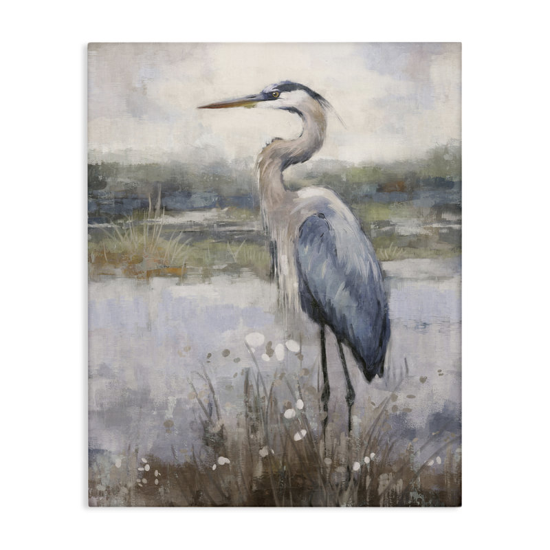 «Coastal Heron on Riverbank» par Nina Blue, H 20 po x l 16 po