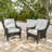 Outdoor PE Brown Wicker Rattan 3.5" Wide Armrest Dining Chair with Olefin Thick Cushions Set of 2-1663027000