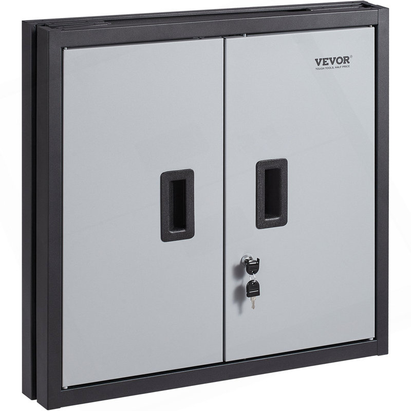 Armoire murale pliable, armoire de garage en métal, petite armoire murale 26 po, capacité de chargement de 240 lb, tablette réglable, porte de dossier magnétique pour garage
