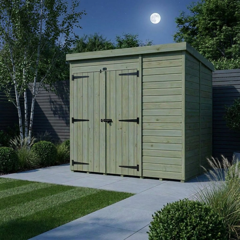 Total Sheds 7ft x 5ft Pent Garden Shed - Double Door - No Windows - Pressure Treated Timber - UK Manufactured