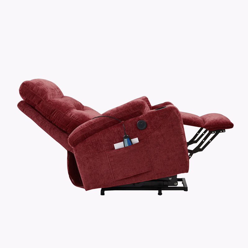 Pascasio Upholstered Heated Massage Chair, Red