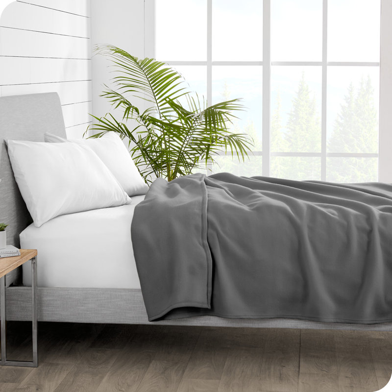 Gray Full/Queen Reversible Fleece Blanket