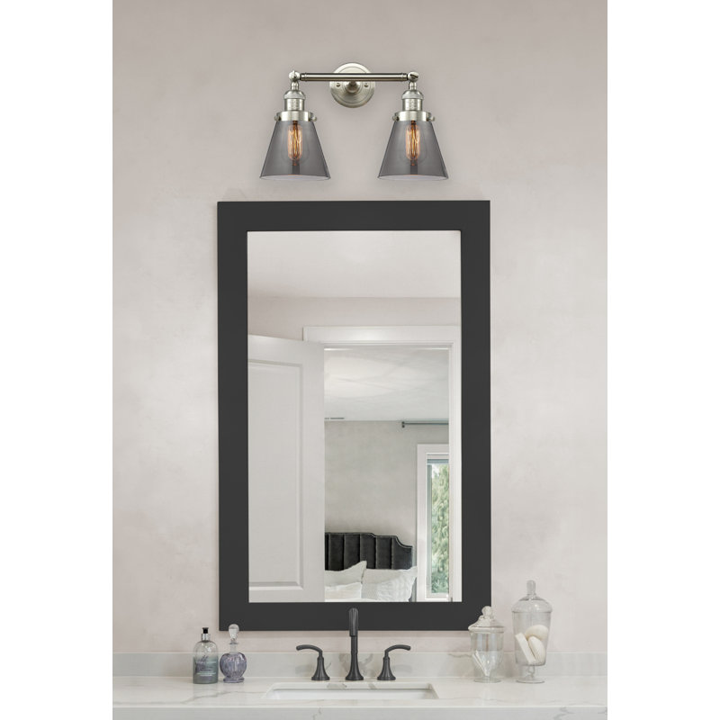 Éclairage de meuble-lavabo inclinable 2 lumières Cone, Ampoule à DEL rétro de 6 watts, Fumé, Nickel satiné brossé
