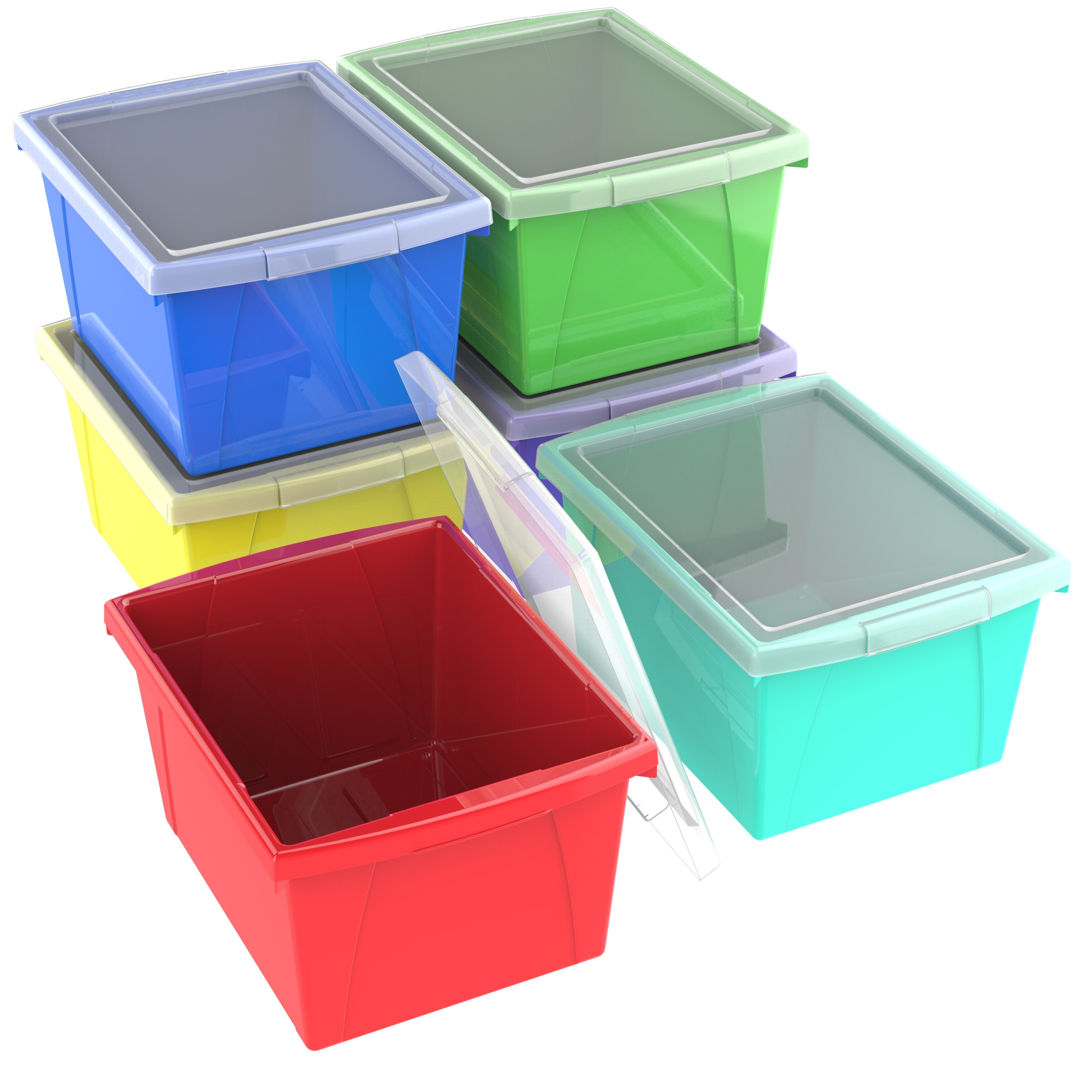  Storex Stackable Craft Box Storage Bin, 3 x 14 x 14