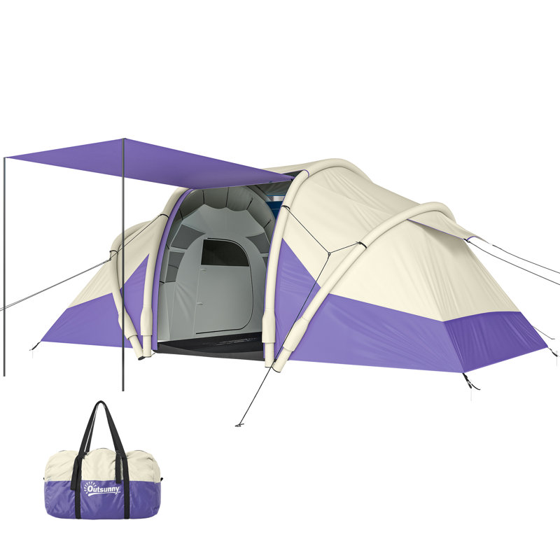 4 Person Tent, Purple/White