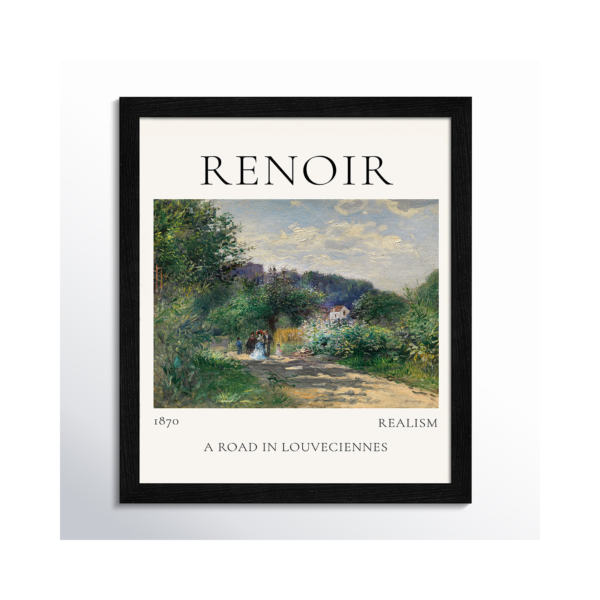 Old Masters Collection " A Road In Louveciennes " by Auguste Renoir, Black Single Picture Frame, No, 15" H x 13" W x 0.75" D