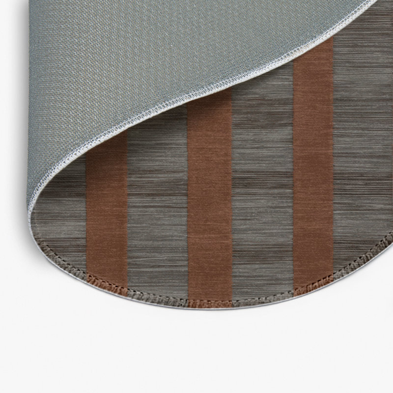 Tapis d'intérieur et d'extérieur à carreaux brun, Rond 5 pi