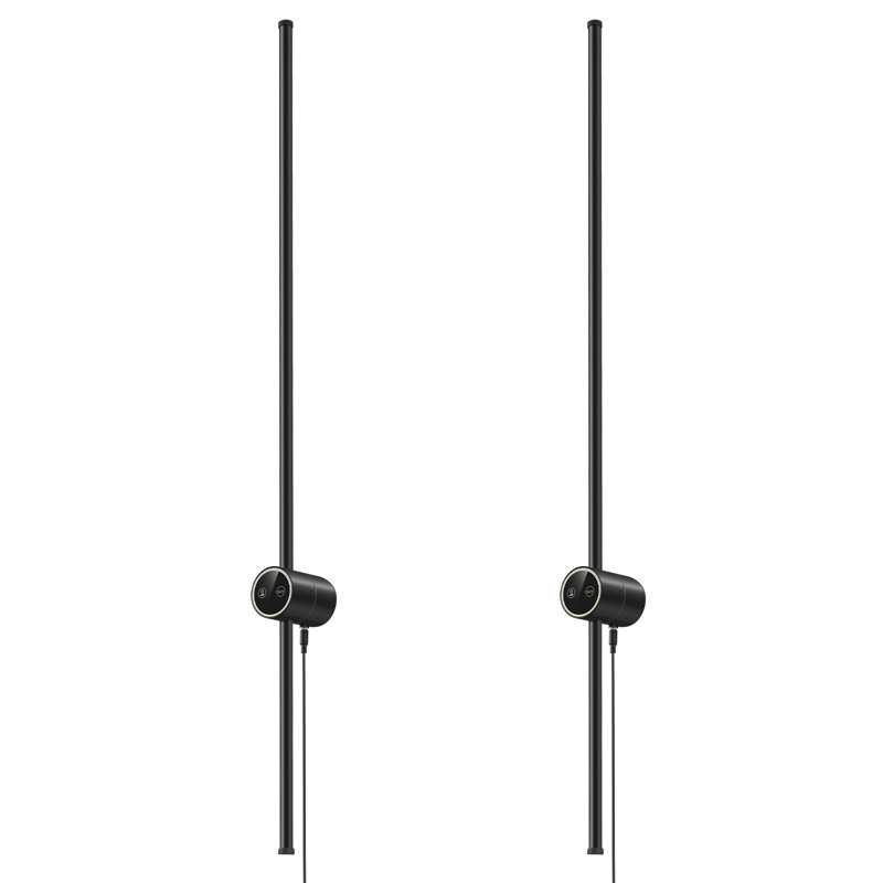 Appliques murales à DEL avec luminaires Harrower, Noir, H 31,5 po x l 2,4 po x P 2,9 po