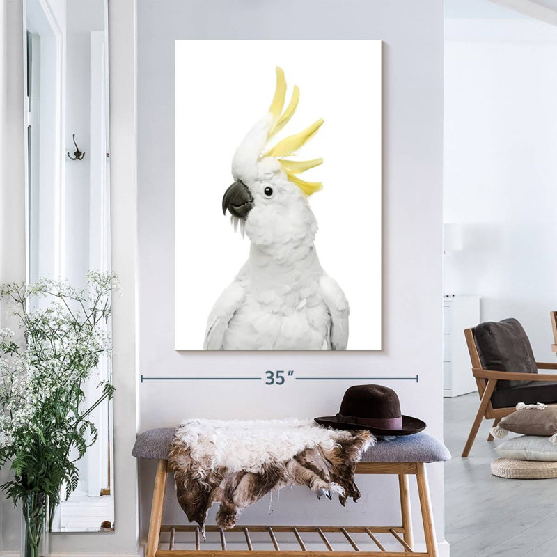 Cool cacatoès sur toile, H 39 po x l 26 po x P 1,25 po
