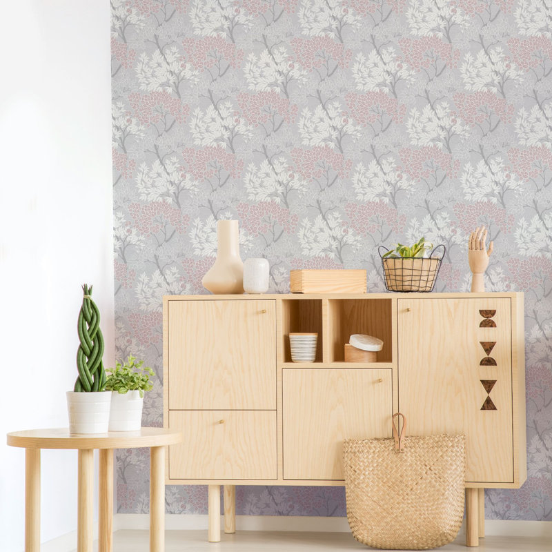 Fresco Lykke Tree Floral Wallpaper, Pink