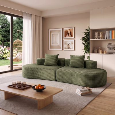 Minimalist All-Compressed Lounge Sofa, No Assembly Required, with Throw Pillows for Living Space