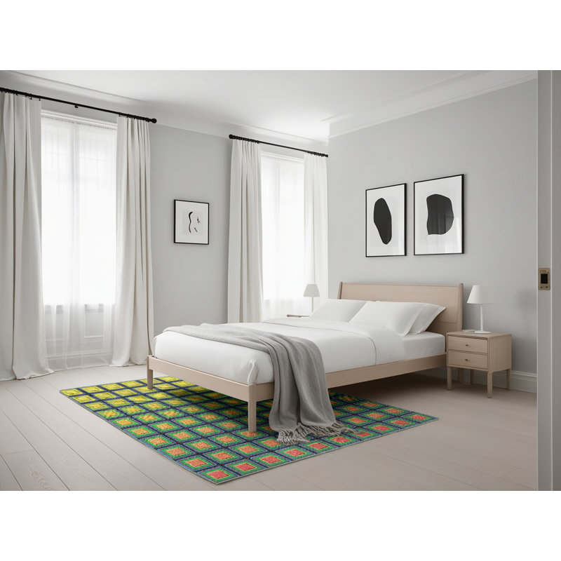 Tapis vert à motif géométrique Saito, Rectangle 5 pi x 7 pi
